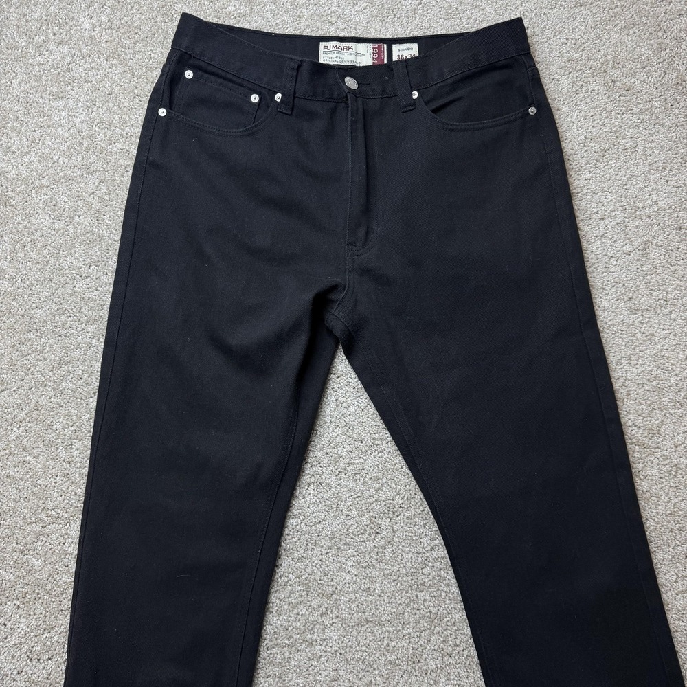 PJ Mark Jeans Mens 36x34 Dark Wash Black Denim Regular Straight Casual Pants